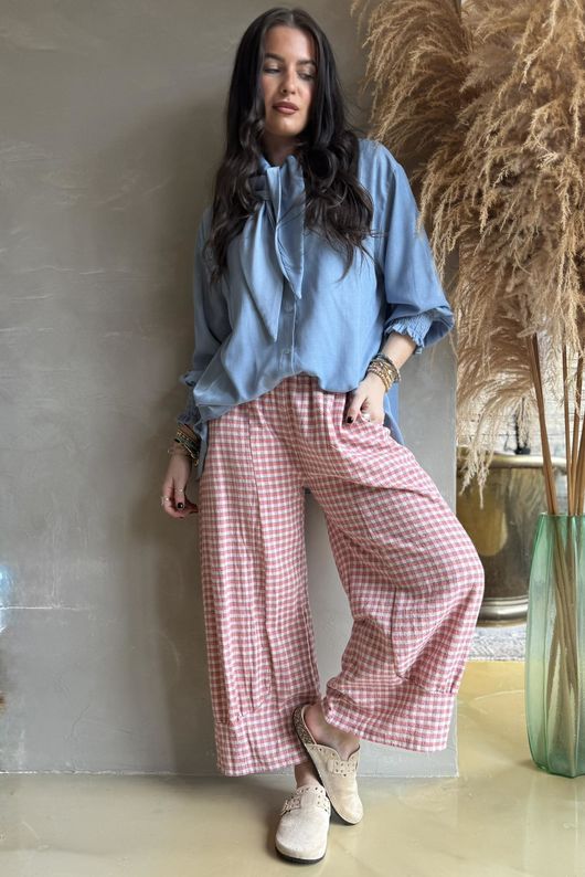 Annie Gingham Quirky 7/8 Pant Soft Coral